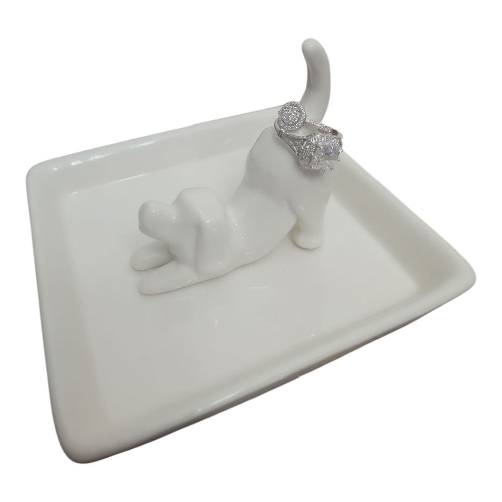 NEW White Ceramic Dog Ring Holder Dish Rings‎ Sold Seperately